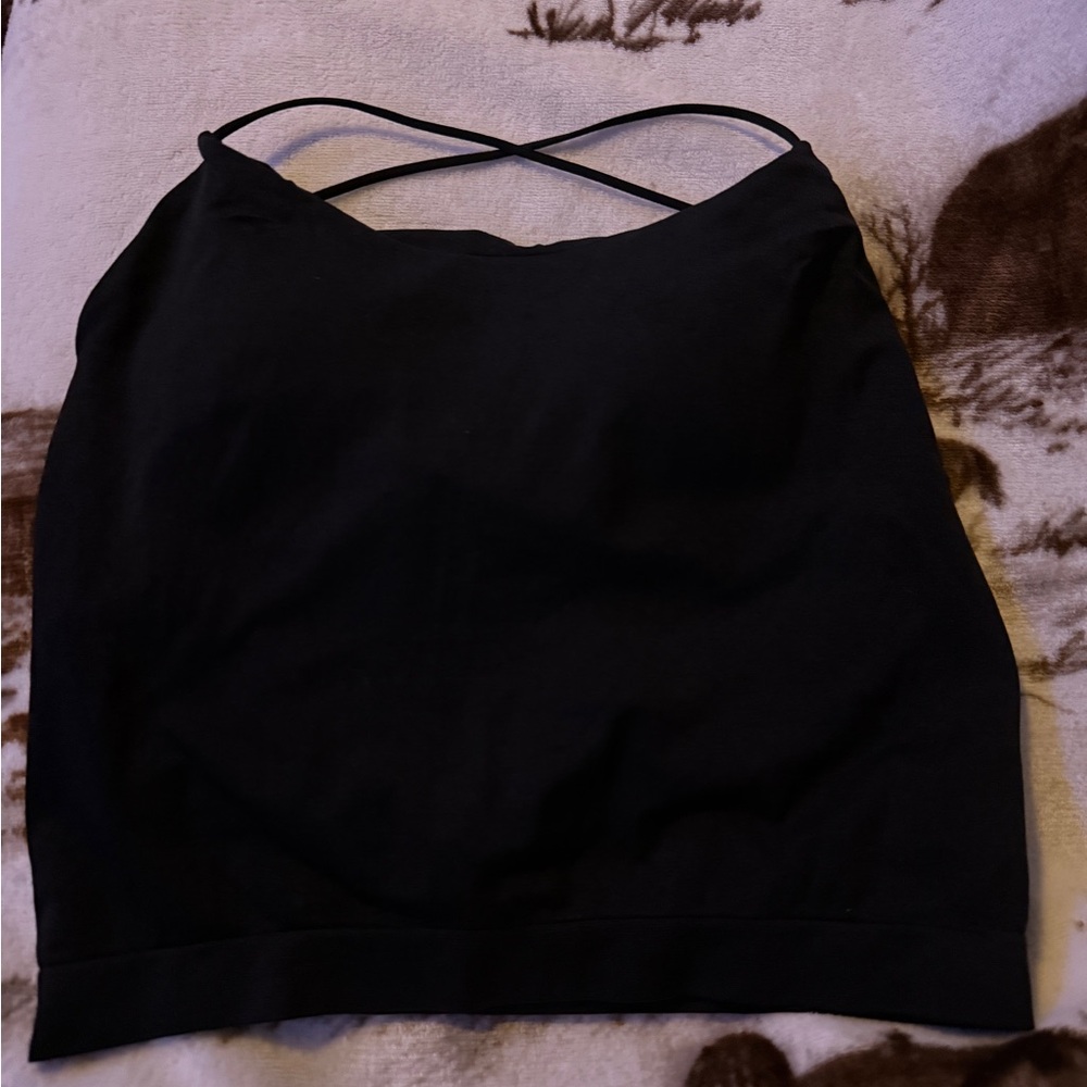 Black & Brown Strappy Cropped Tank Top